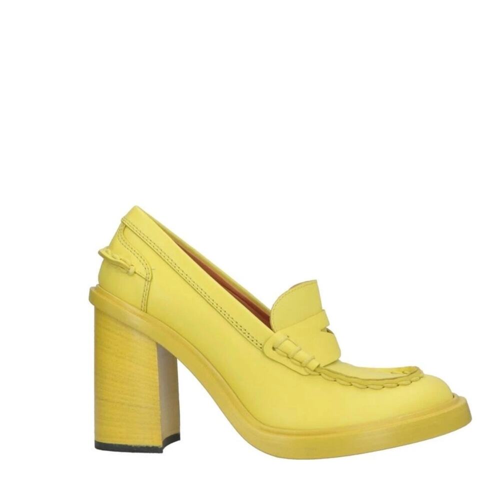 New Tods leather penny loafer heels yellow sz 35